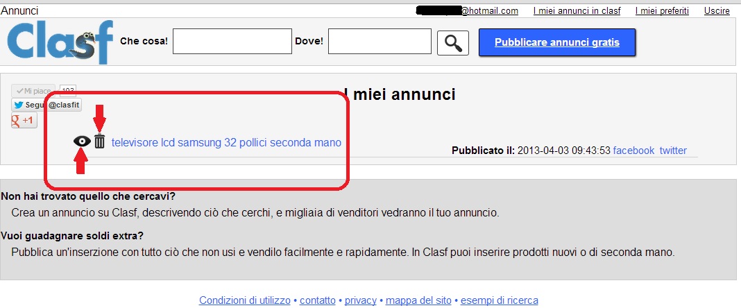 come modificare o eliminare annunci in Clasf passo 3