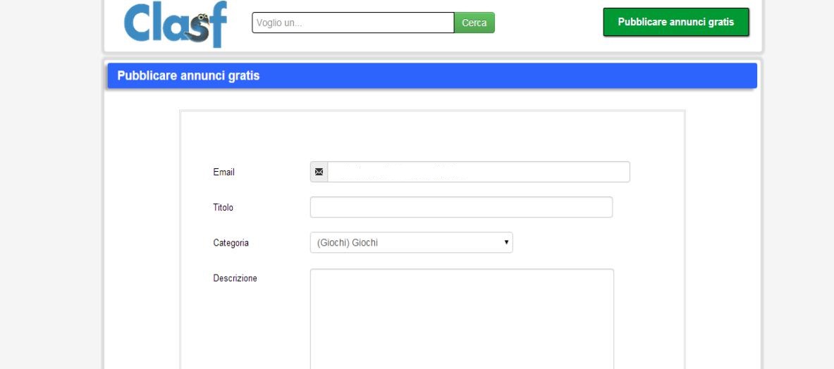 Pubblicare annuncio gratuito