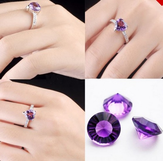 Anello con ametiste e zirconi